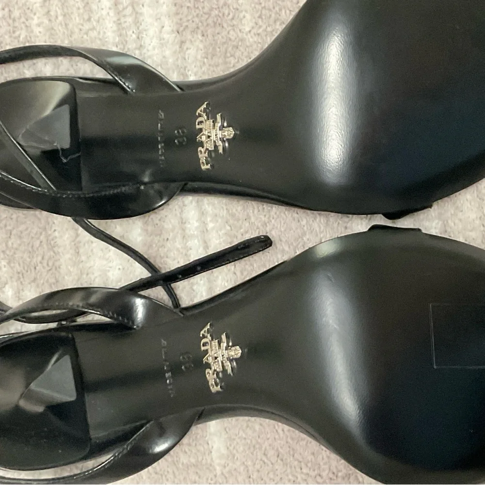 Prada Brushed leather sandals black heels size 38 - Picture 8 of 9